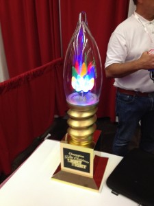 The trophy from the ABC TV show "The Great Christmas Light Fight."